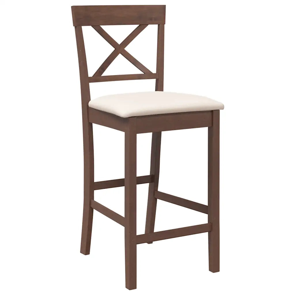 Sgabelli da Bar con Cuscini 2pz Marrone Legno Massello di Hevea 4102547