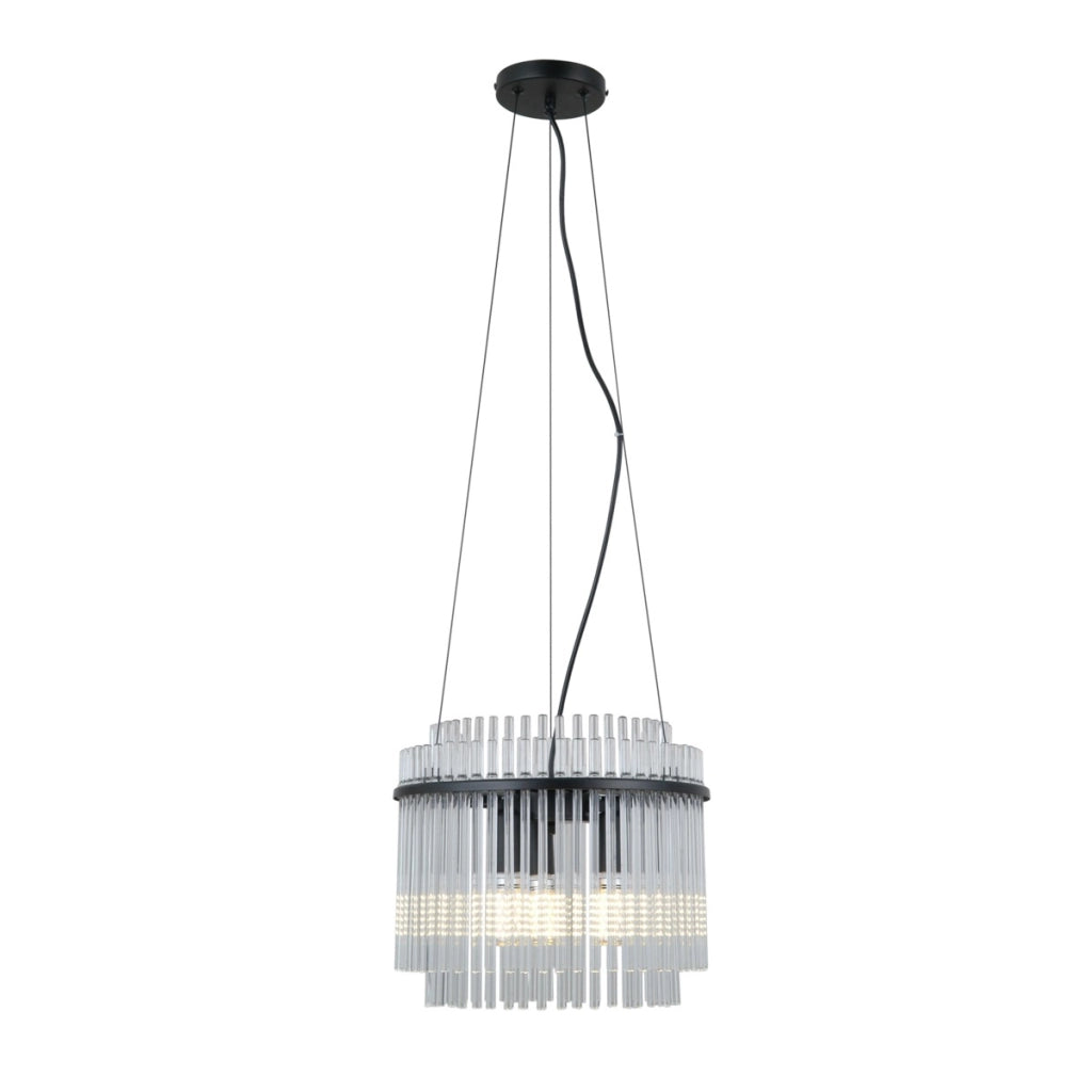 Lampada sospesa Bonte 3xE14 nera in vetro Italux