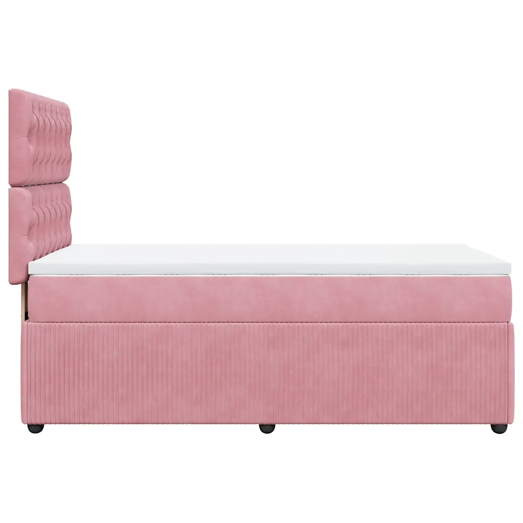 Giroletto a Molle con Materasso Rosa 90x190 cm in Velluto 3292225