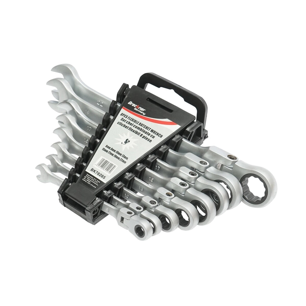 Set 8 chiavi combinate con cricchetto Snodate CrV 8-22 mm Breckner Germany