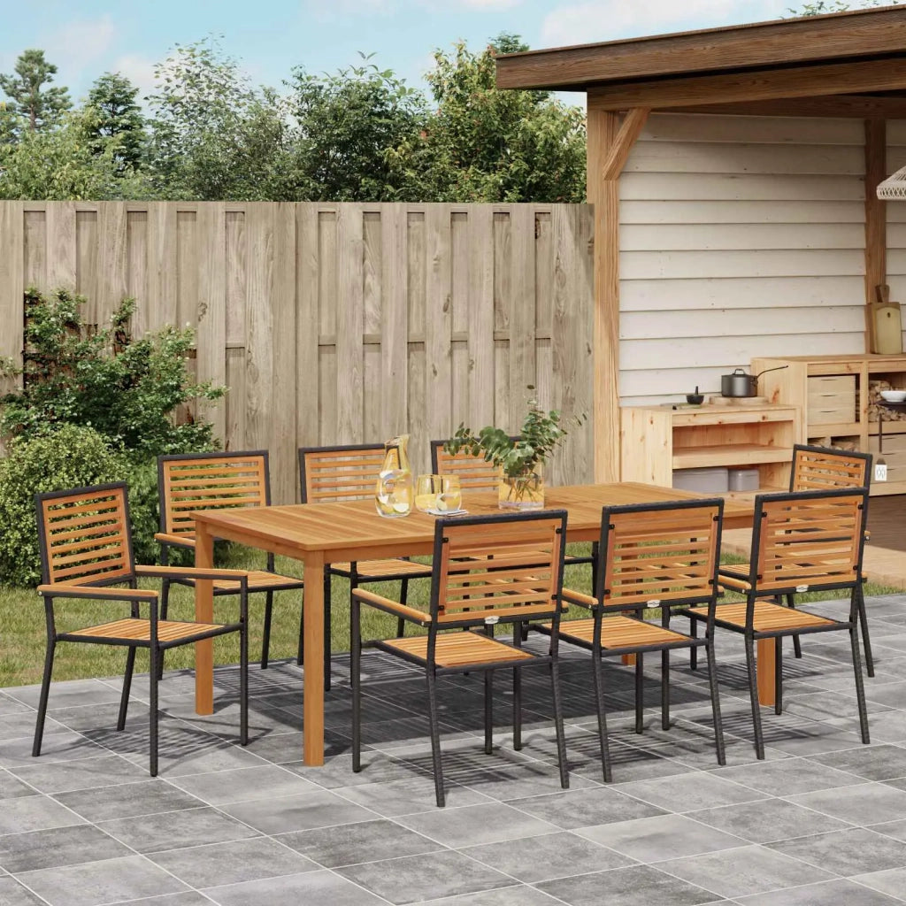 Set da Pranzo per Giardino 9 pcs Nero Legno di Acacia Massello 3365526