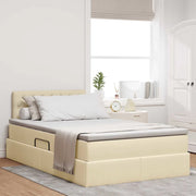 Letto con contenitore e LED con led Crema 120 x 200 cm Tessuto 3371203