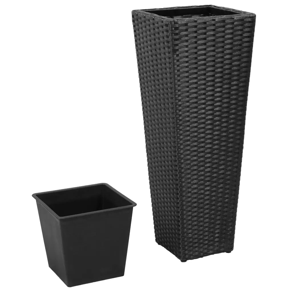 Fioriere | Cassetta per fiori | Letti Rialzati da Giardino 3 pz in Polyrattan Nero
