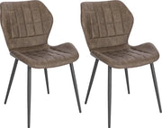 Set da Sedia da Cucina in Pelle Finta - 2 pezzi - Stile, Ergonomico e Comfortevole - Set di 2 - Marrone Scuro