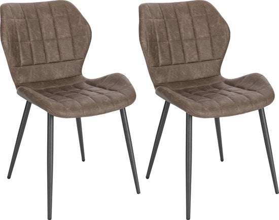 Set da Sedia da Cucina in Pelle Finta - 2 pezzi - Stile, Ergonomico e Comfortevole - Set di 2 - Marrone Scuro