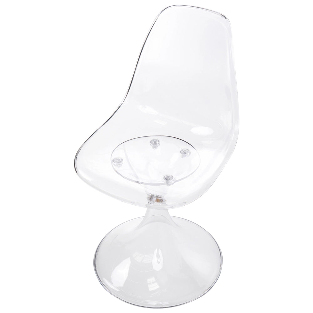 Set di 2 sedie Tulip in policarbonato trasparente con base a piedistallo, stile futuristico, trasparenti