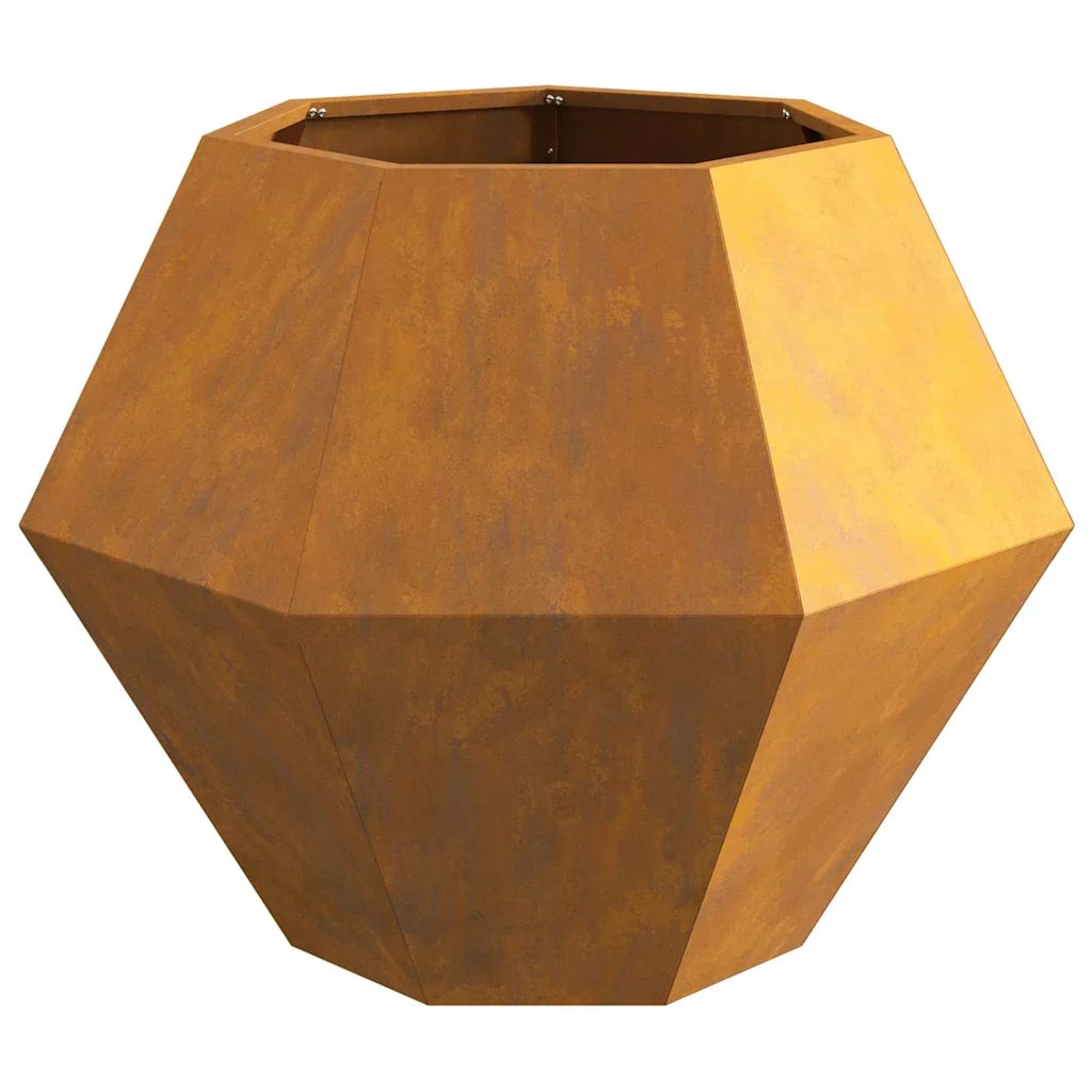 Fioriera rettangolare ottimizzata per esterni 75 x 75 x 60 cm design classico in acciaio arrugginito 02_0053116