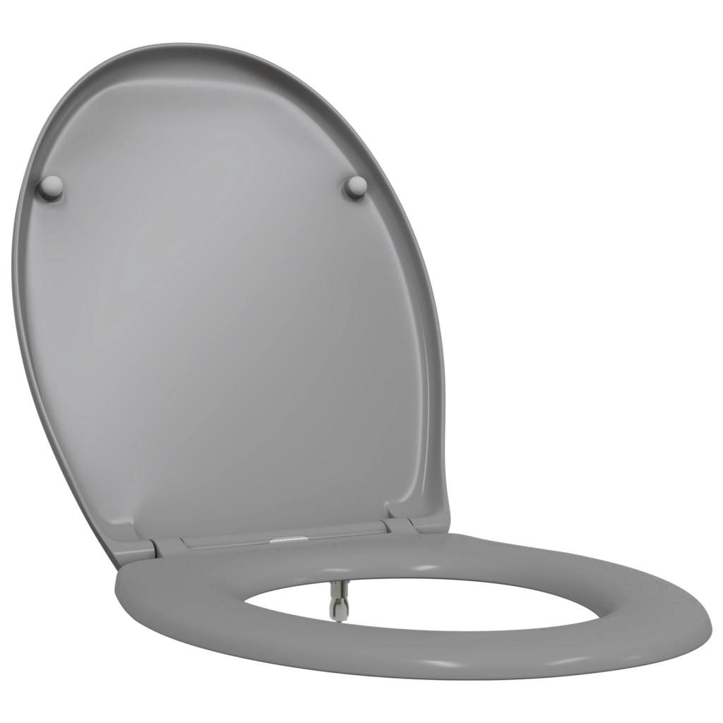 Sedile per WC a rilascio rapido con chiusura morbida in Duroplast Grigio