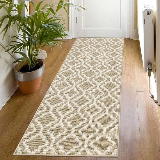 Tappeto per corridoio 50x150 cm, Antiscivolo, Beige, Tappeto per ingresso, Lavabile, Moderno, Tappeto per cucina, Tappeto per corridoio, Tappeto per soggiorno, Tappeto per ingresso