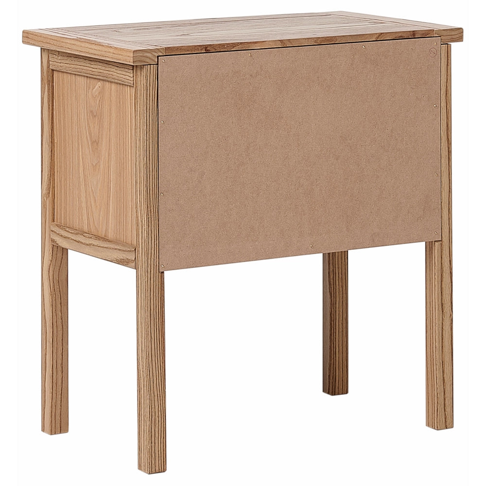 Comodino 2 cassetti portaoggetti in legno massiccio legno chiaro stile rustico