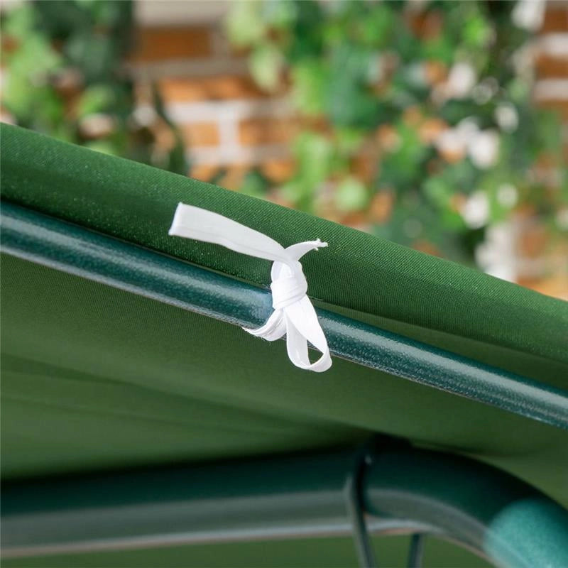DONDOLO DA GIARDINO 3 POSTI IN ACCIAIO E TESLIN CON TETTO PARASOLE, 172X110X153 CM, BIANCO E VERDE