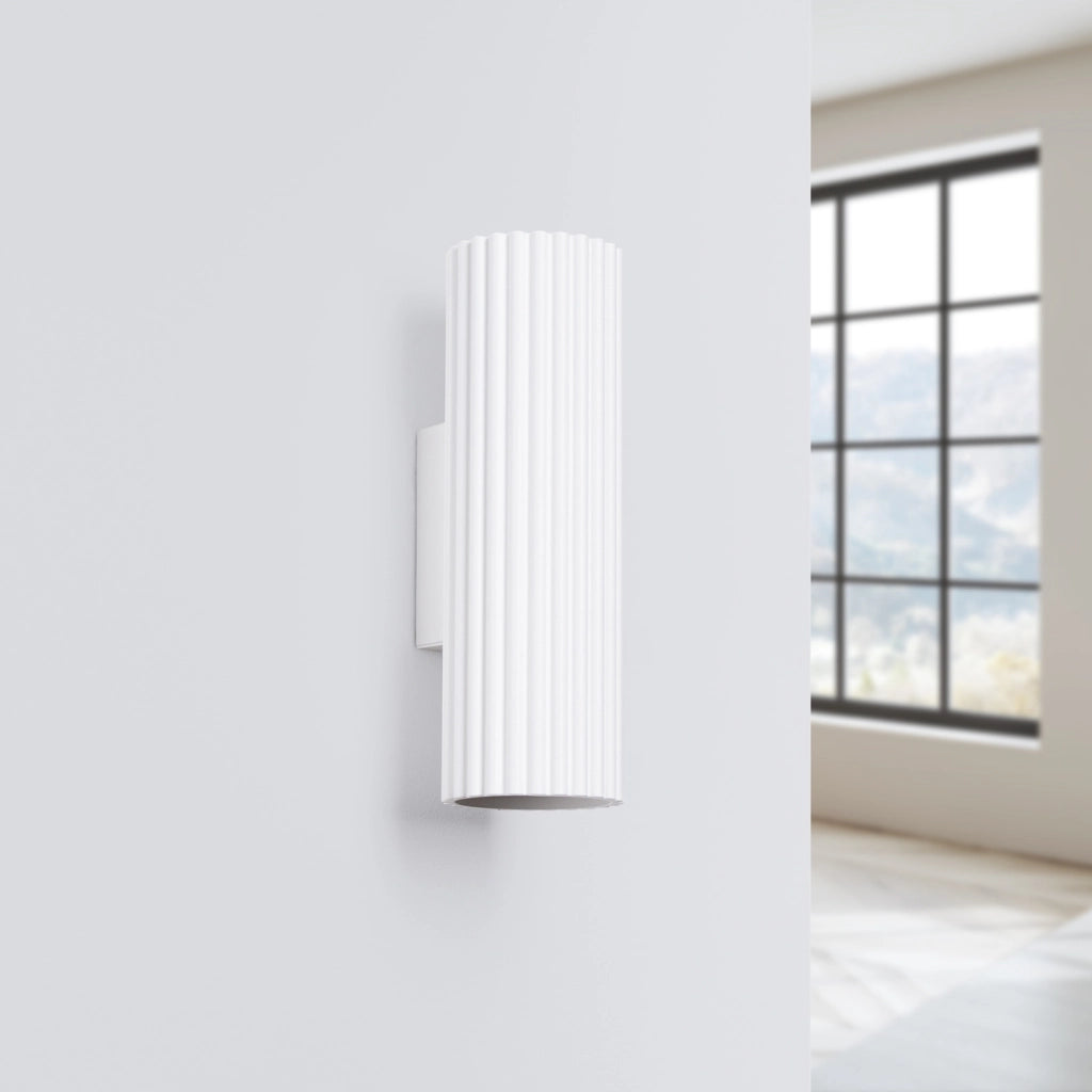 Applique tubo bianco rigato 20cm su/giù 2xGU10 Pure Lume