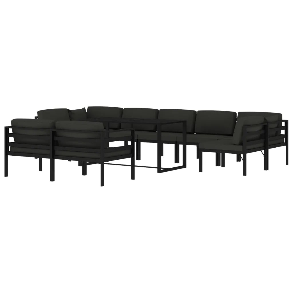 Set Divani da Giardino 10 pz con Cuscini in Alluminio Antracite cod mxl 35802