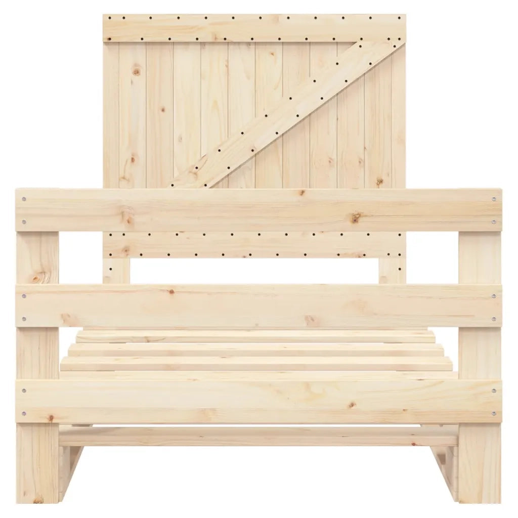 Giroletto con Testiera 100x200 cm Legno Massello di Pino 3281557