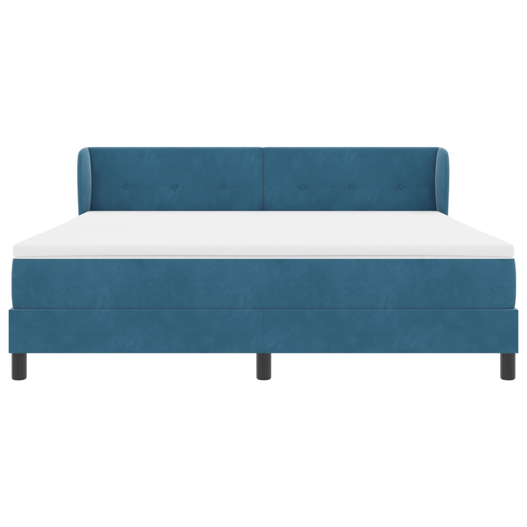 Letto Box Spring con Materasso Blu Scuro 180x200 cm in Velluto