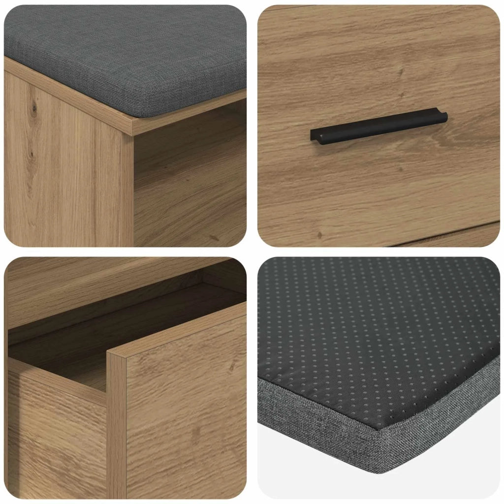Panca per scarpe con cuscino Rovere Artigianale 906089