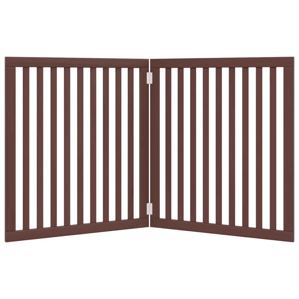 Cancello Cani Pieghevole 2 Pannelli Marrone 160cm Legno Pioppo