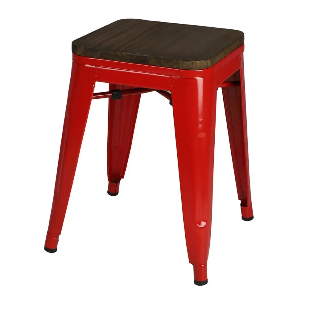 Set di 4 sgabelli in stile industriale in metallo, colore rosso - Collezione FACTORY.