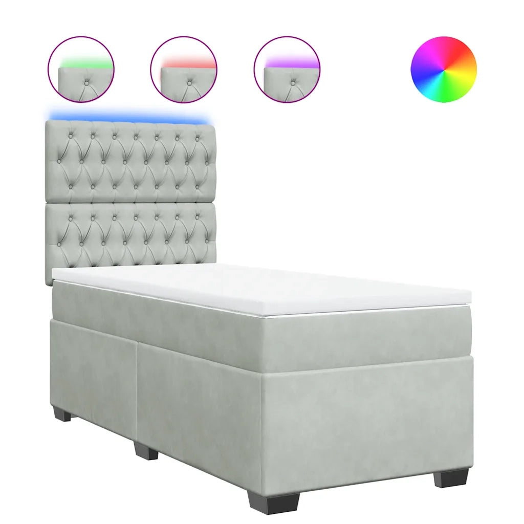 Giroletto a Molle con Materasso Grigio Chiaro 80x200 cm Velluto 3293068