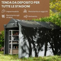 Tenda Garage con Ingresso Avvolgibile, Corde e Picchetti, in Metallo Zincato e PE, 220x157x165 cm, Grigio Scuro