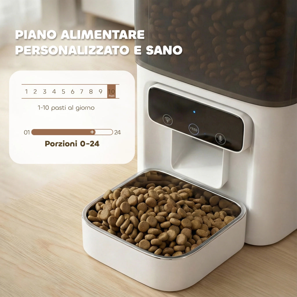 Distributore Automatico di Cibo per Gatti 4.5L con APP e Registratore Vocale