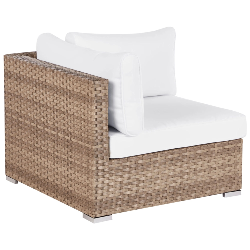Set da giardino composto da divano con tavolino in rattan naturale lato destro 5 posti stile elegante