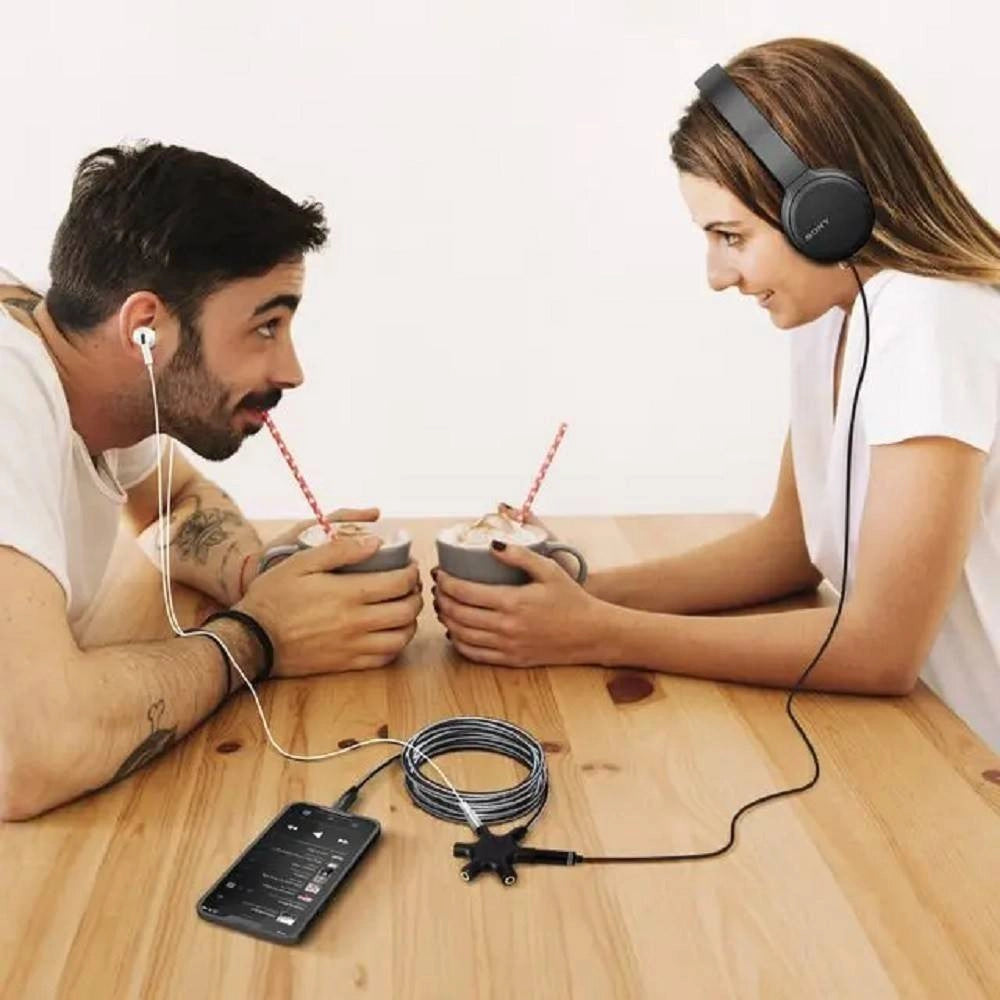 Trade Shop - Cavo Audio Da Lightning A 5 Jack Femmina Adattatore 5 In 1 Da 5 Metri Ip5050 -