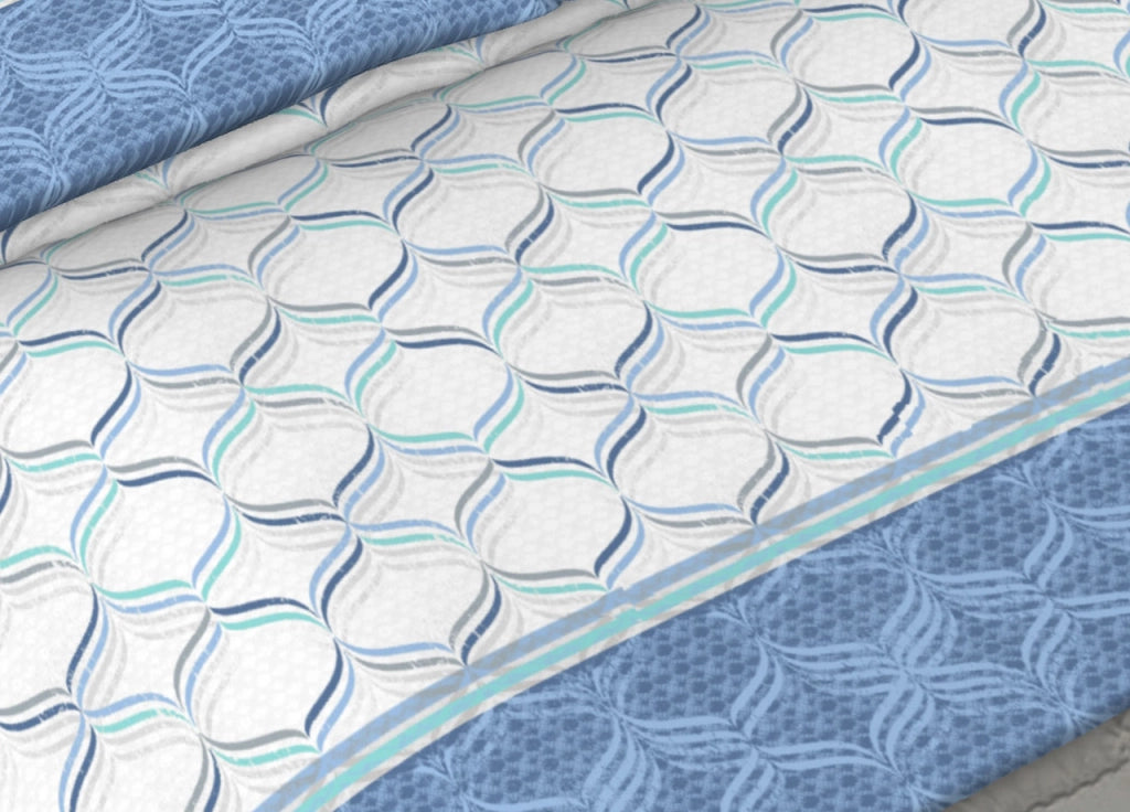 Completo Lenzuola 100% Cotone Made Italy Fantasia Nest C.N. - Singolo - Azzurro