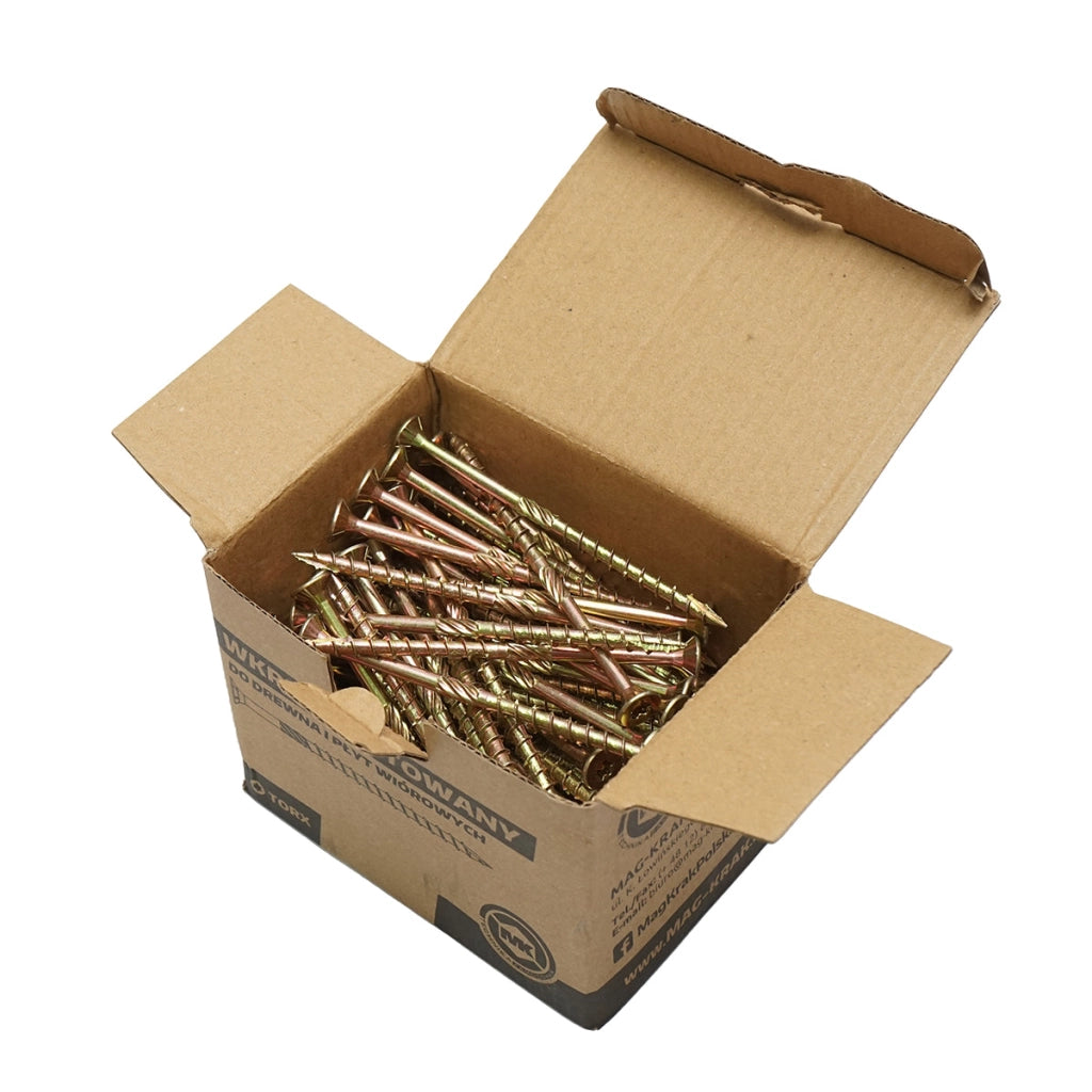 Vite autofilettante per legno a testa svasata 6x100mm tipo torx TX30, 100 pz/scatola