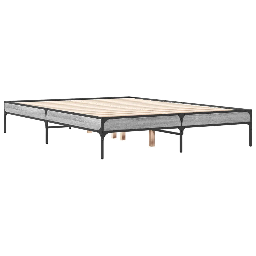 Giroletto-Struttura Letto Grigio Sonoma 135x190 cm in Legno Multistrato Metallo 753656