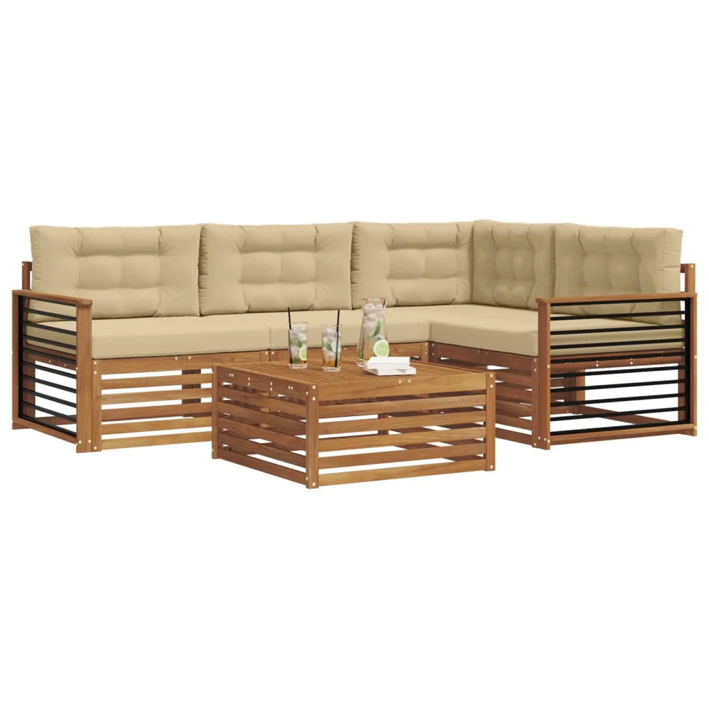 Set di divani da esterno con cuscino 5 pcs Naturale e Beige