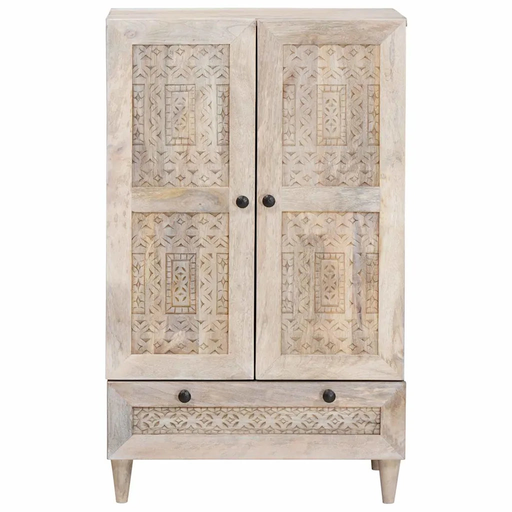 Credenza-Buffet-Armadio da cucina Bianco 60 x 33 x 100 cm legno massello di mango