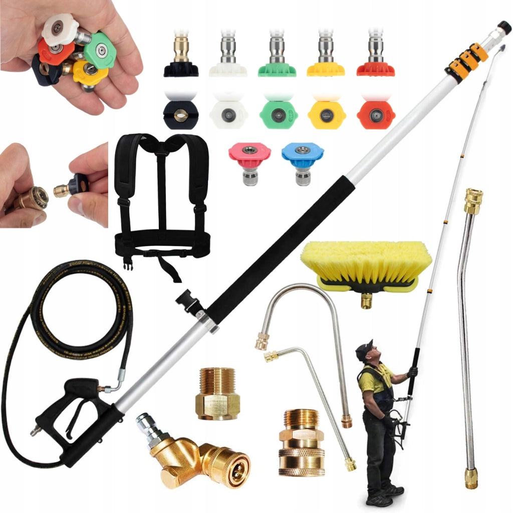 Lancia Telescopica PowerReach ProMax 6.3m – 4000 PSI, 7 Ugelli | Alluminio Leggero, Compatibile con Idropulitrici