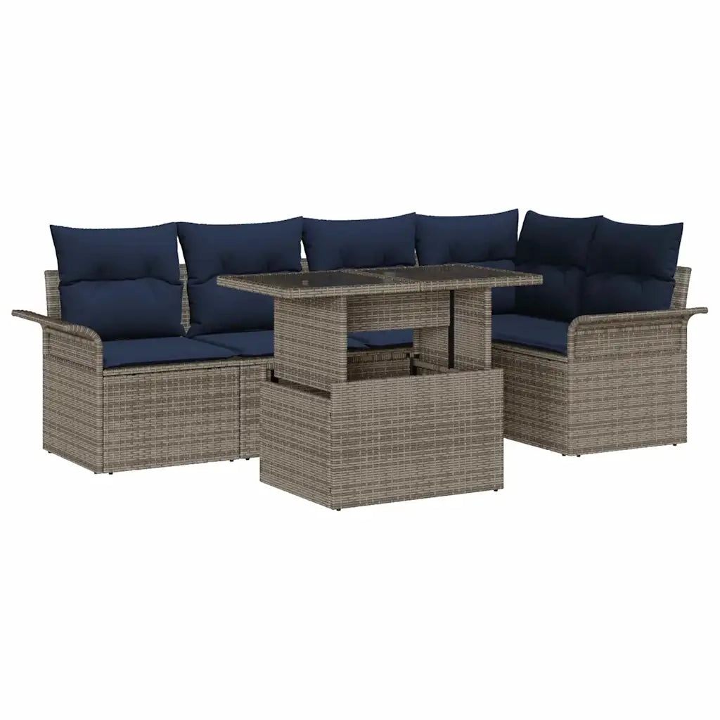 Set Divano da Giardino 6 pcs Grigio Rattan in Polipropilene 3357028