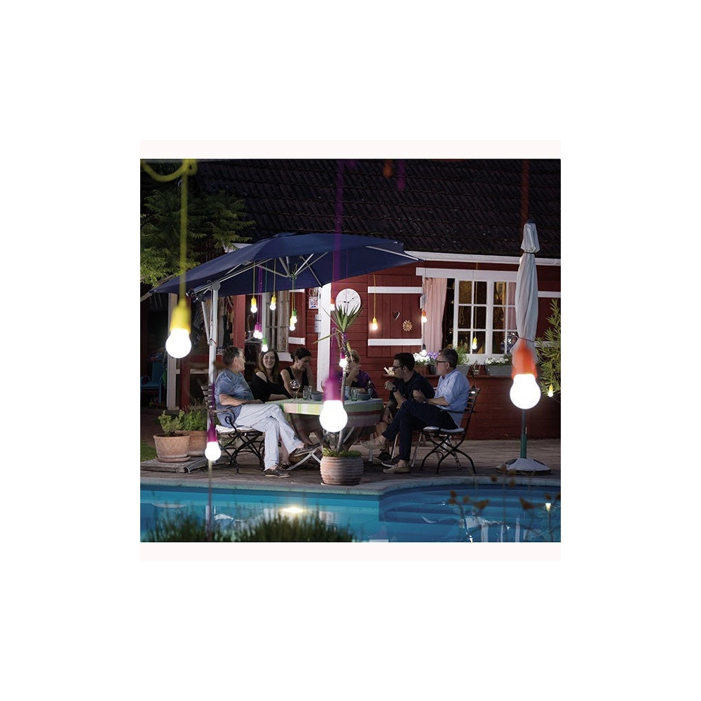 Trade Shop - Lampadina Lampada Luce A Led A Batterie Portatile Antiurto Con Corda Senza Fili -