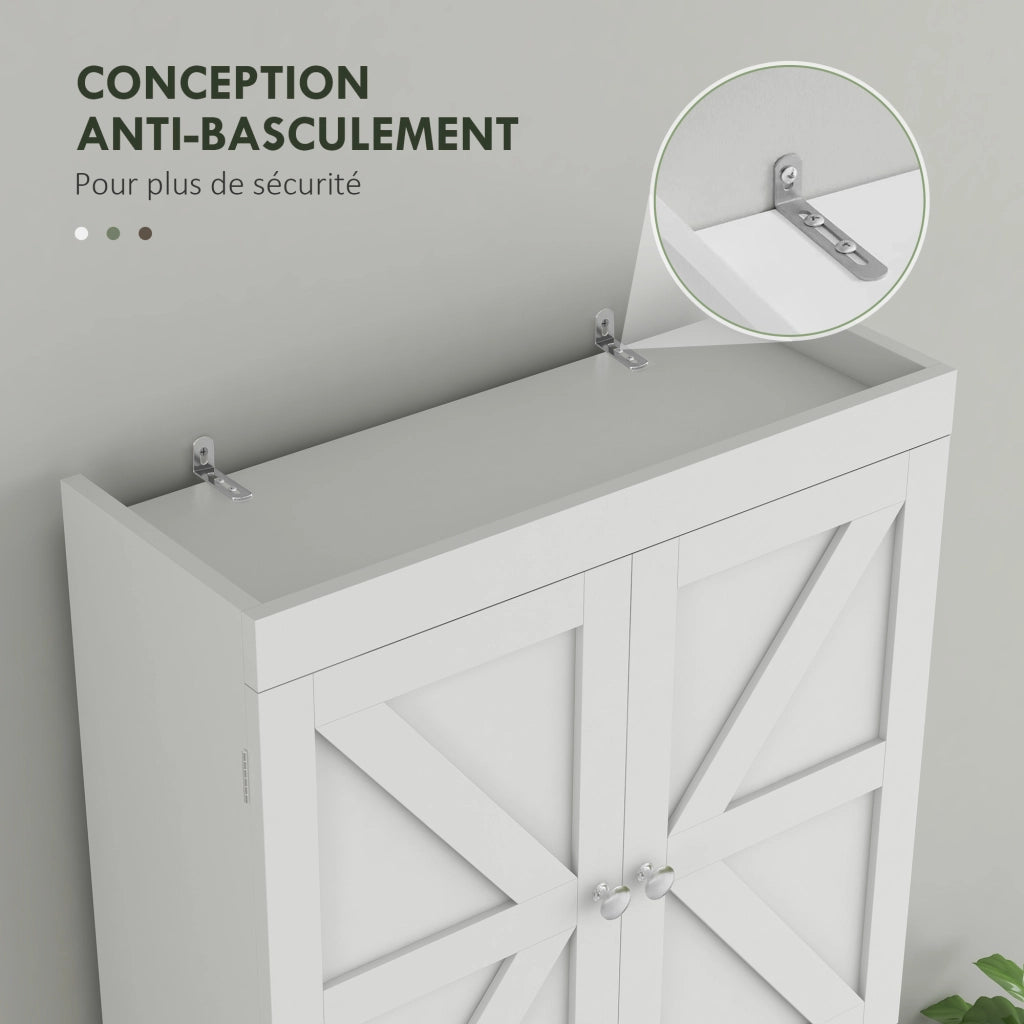 Armadio da Bagno 2 Porte con Ripiani ¨C zephmum ¨C 58.5x23x170 cm Bianco