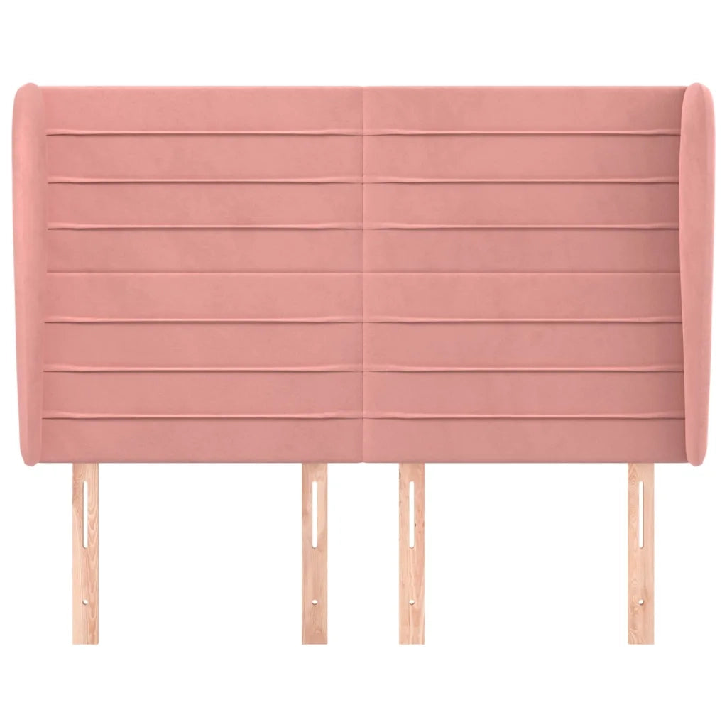 Testiera | Testata ad Orecchio Rosa 147x23x118/128 cm in Velluto