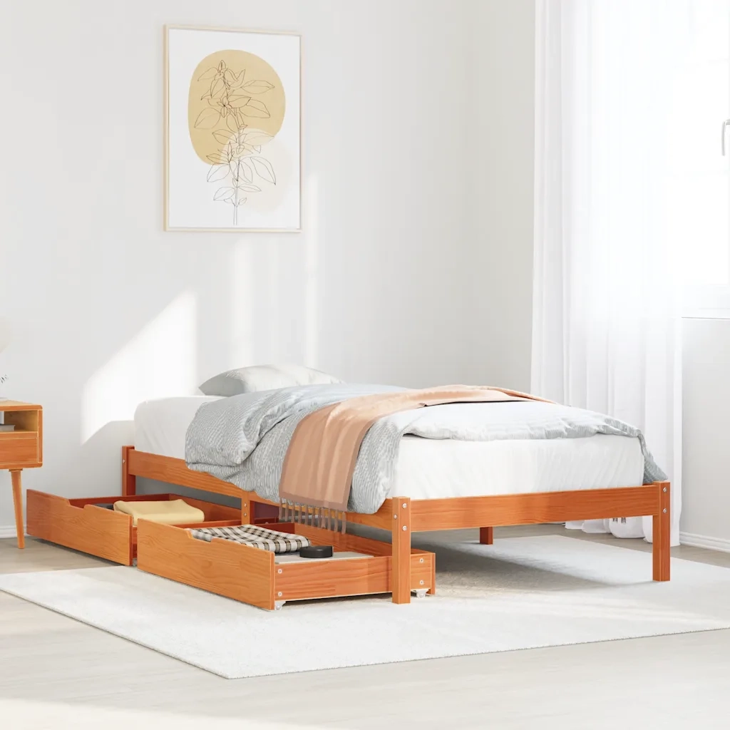 Letto singolo | Letto per adulti | Letto senza Materasso Marrone Cera 90x190 cm in Legno di Pino