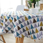 Tavolo con tovaglia a forma triangolare colorata, tovaglia a forma rotonda in stile scandinavo, tessuto in cotone, tovaglia con tessuto bloccato, tovaglia in stile rustico, idonea per cucina, ristoranti, feste, picnic all'aperto (circa 120 cm).