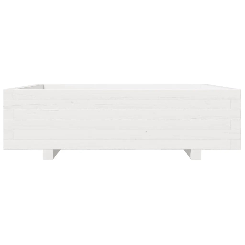 Fioriera da Giardino-Vaso da Esterno Bianca 90x90x26,5cm Legno Massello di Pino