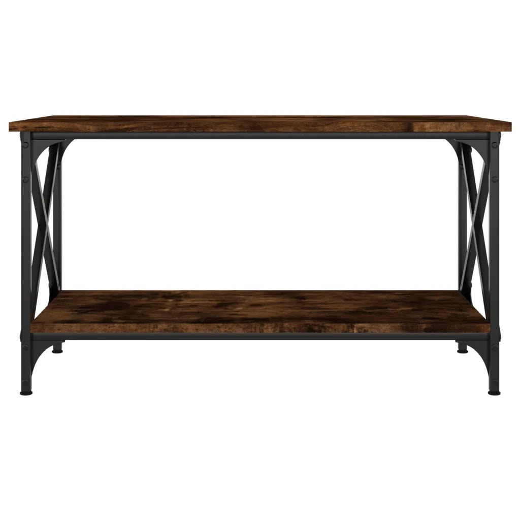 Tavolino Rovere Fumo 80x45x45 cm in Legno Multistrato e Ferro 823324