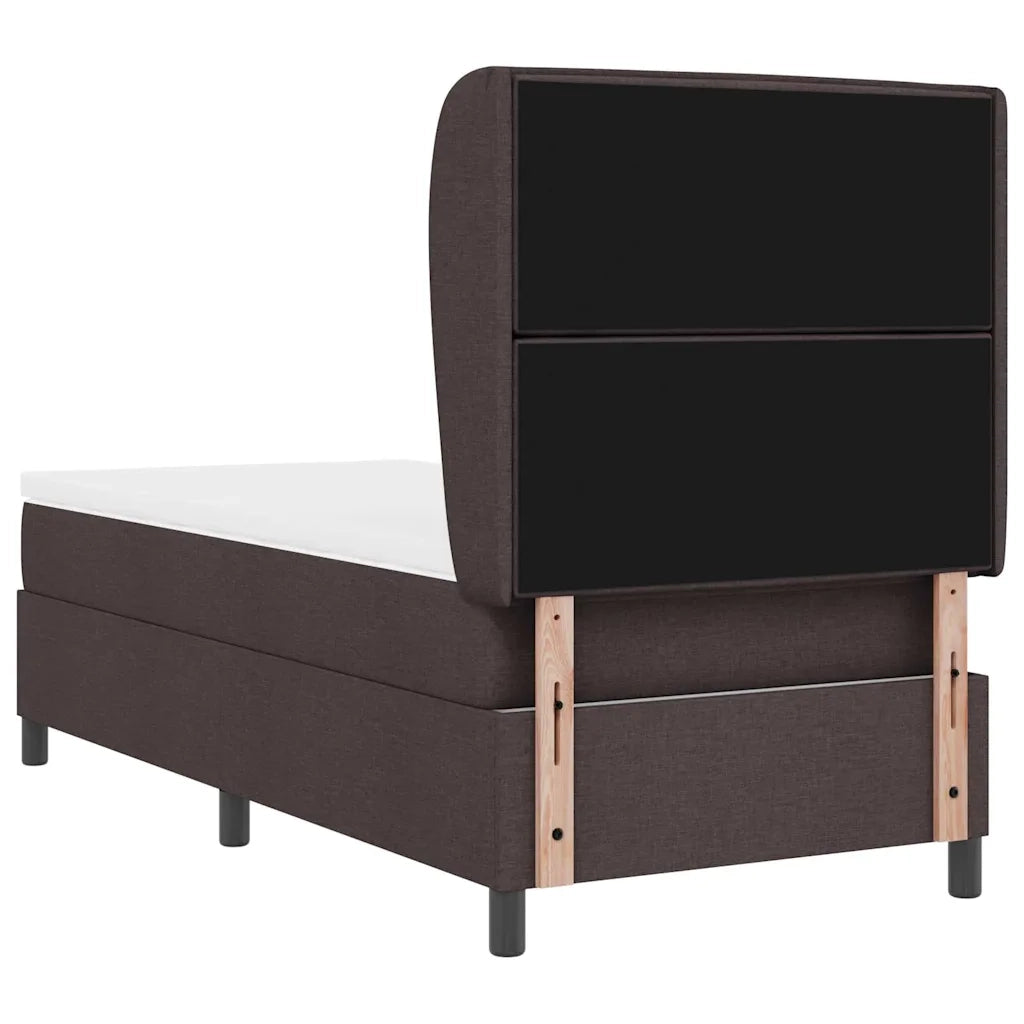 Letto a molle con materasso Marrone scuro 90 x 200 cm Tessuto 3340483
