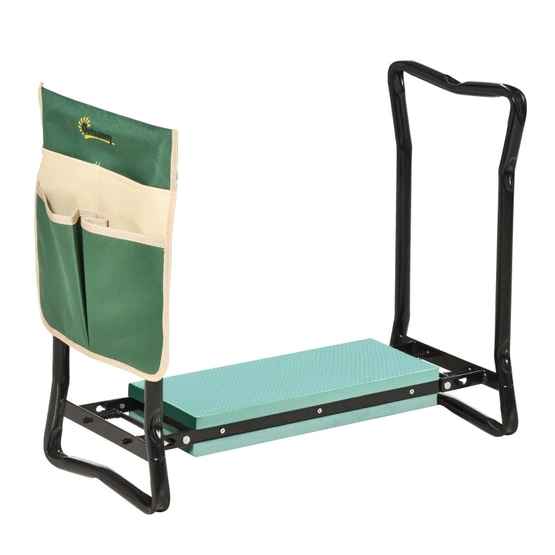 Kniebank da giardino pieghevole 2 in 1; 58x28x49 cm; in acciaio verde