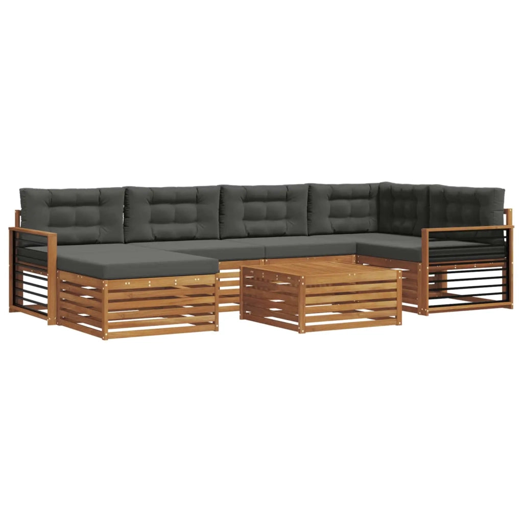 Set di divani da esterno con cuscino 7 pcs Naturale e Antracite