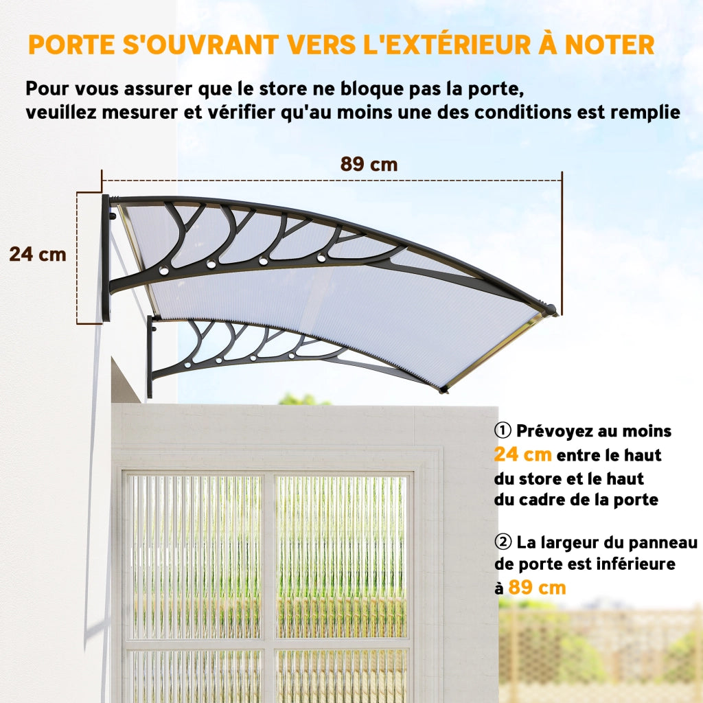 Tettoia da esterno in policarbonato ¨C zephmum ¨C 90x122 cm trasparente