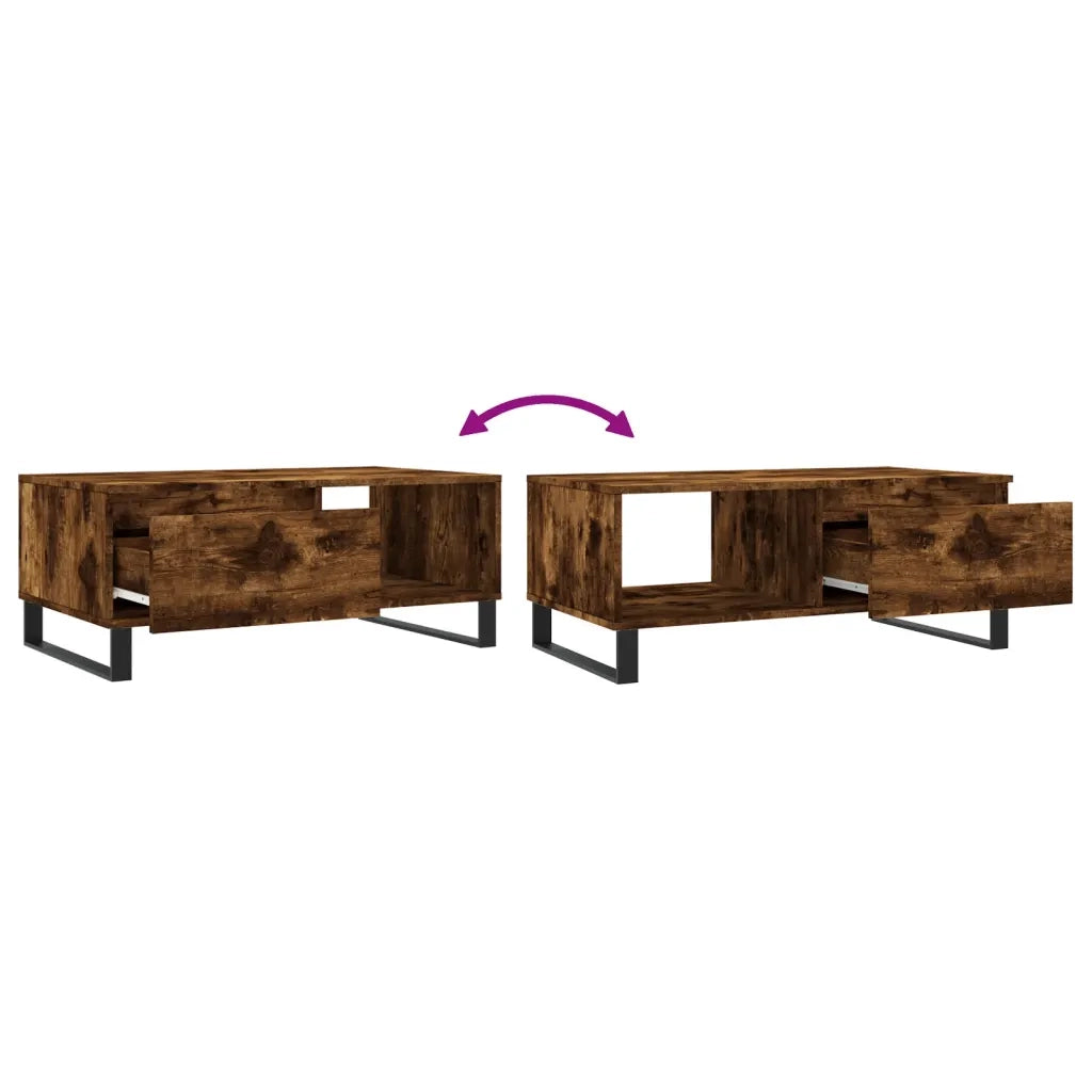 Tavolino da Salotto-Tavolino da soggiorno-Tavolo Rovere Fumo 90x50x36,5 cm Legno Multistrato 643091