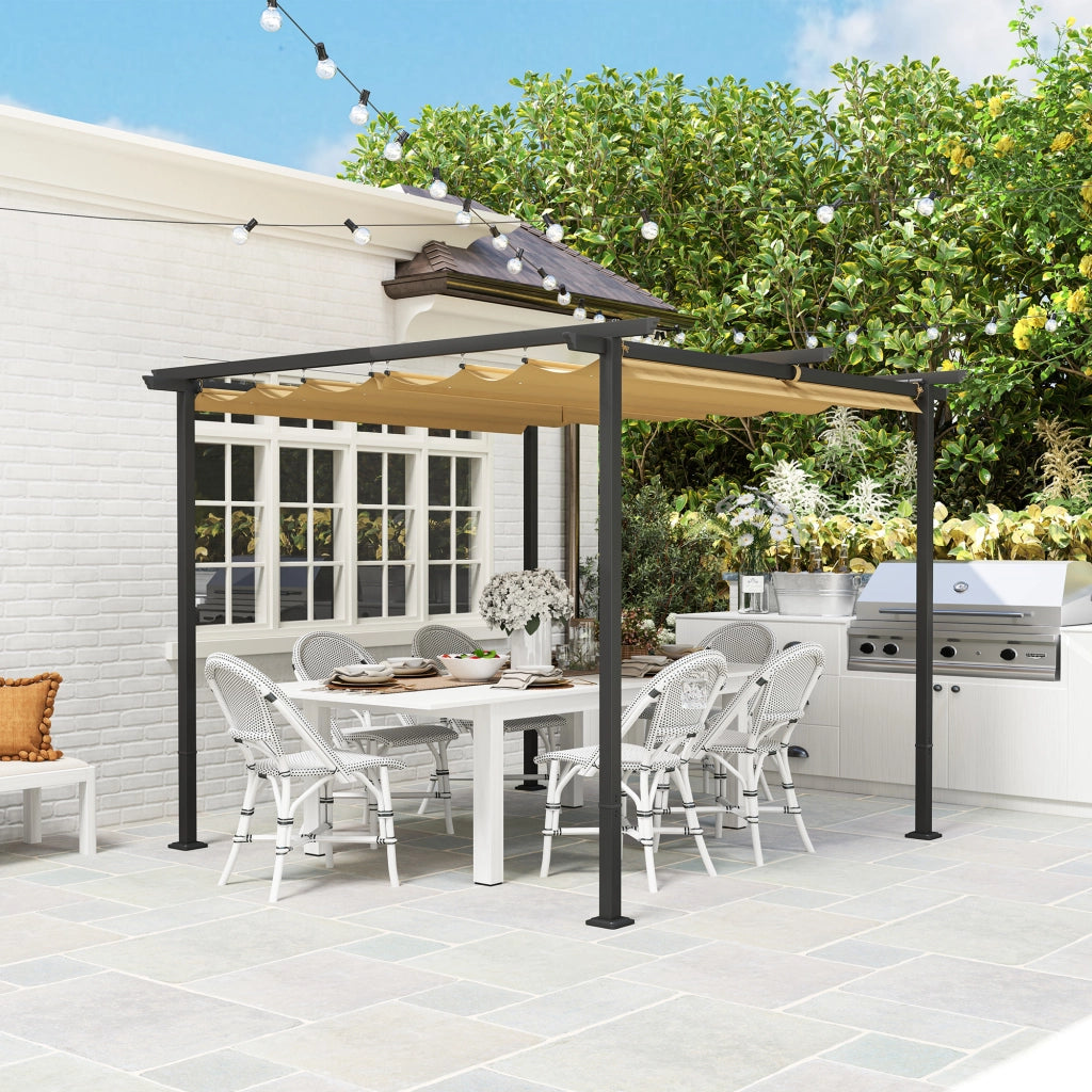 Pergola da giardino con tetto regolabile ¨C zephmum ¨C 3x3 m, beige, metallo