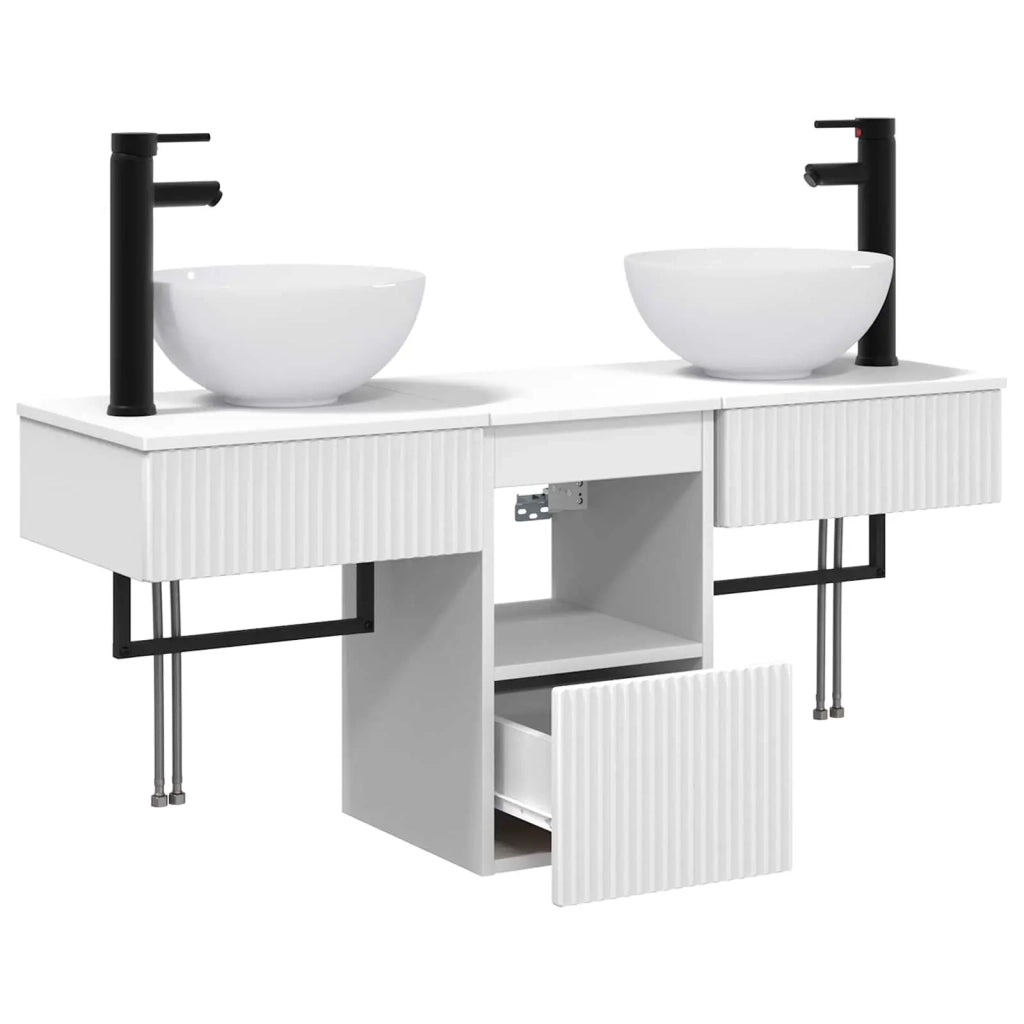 Set di mobili per il bagno 3 pz Bianco Legno ingegnerizzato 3405577