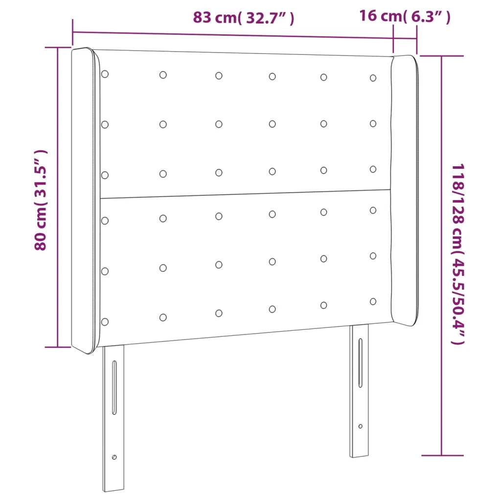 Testiera ad Orecchio Marrone Scuro 83x16x118/128 cm in Tessuto