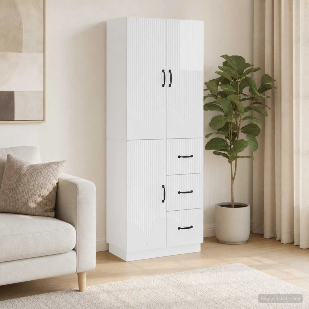 Set di armadi 2 pz Bianco Lucido Legno ingegnerizzato 3416821